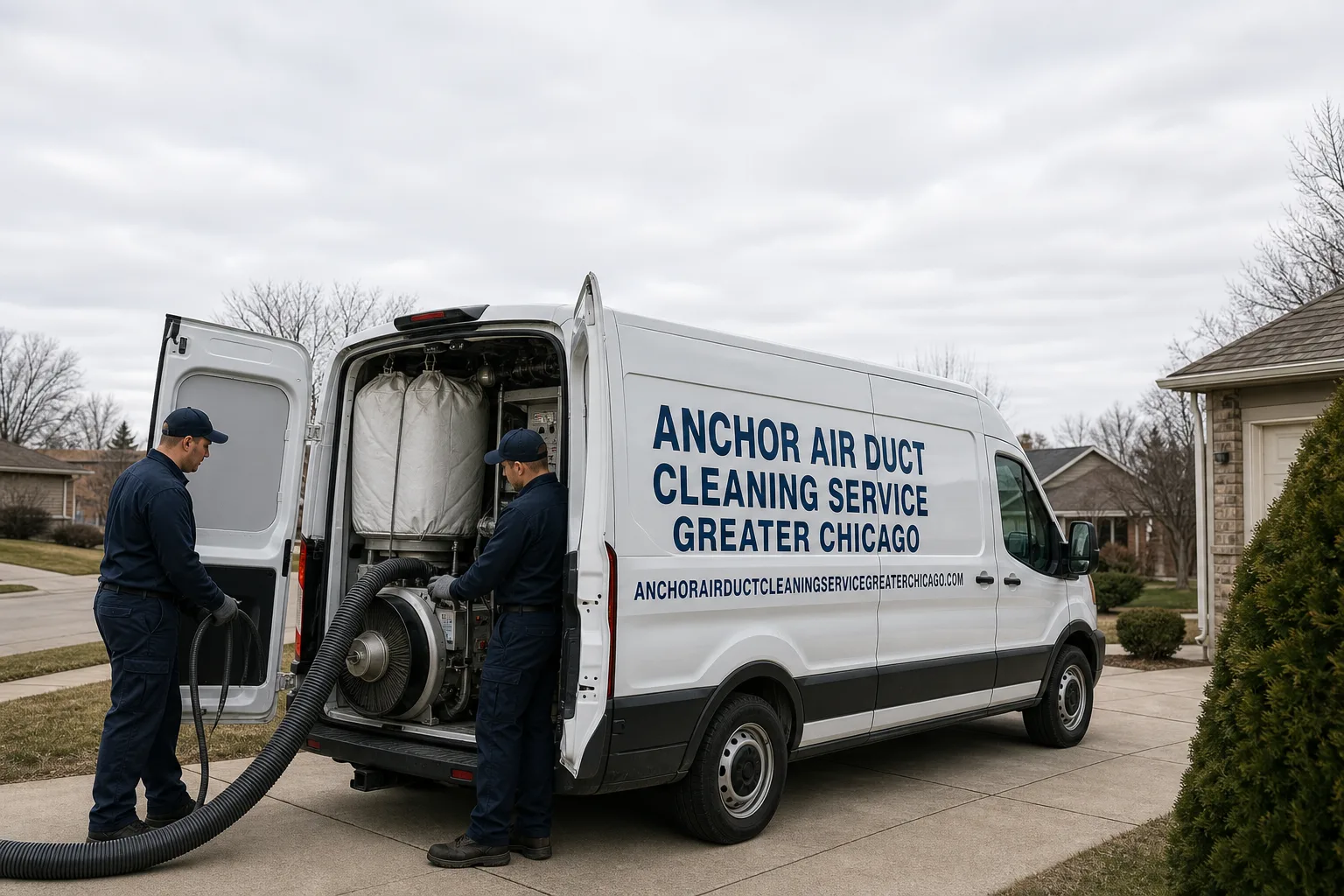 Anchor Air Duct Cleaning Service Greater Chicago service vehicle and crew in Chicago, IL